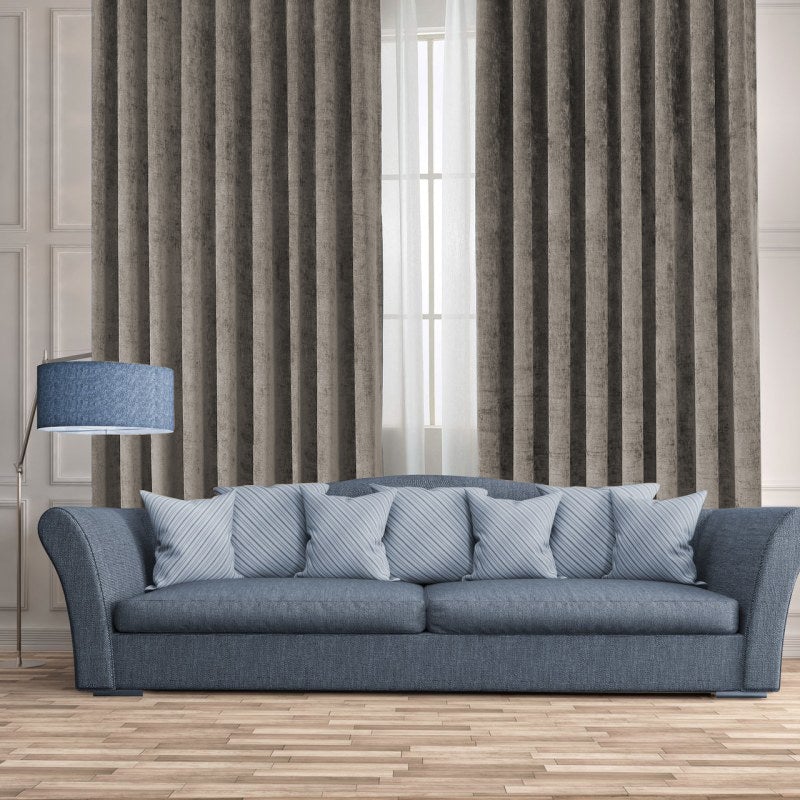 Gordijnen Taupe Chenille Kant en klaar 140x270cm