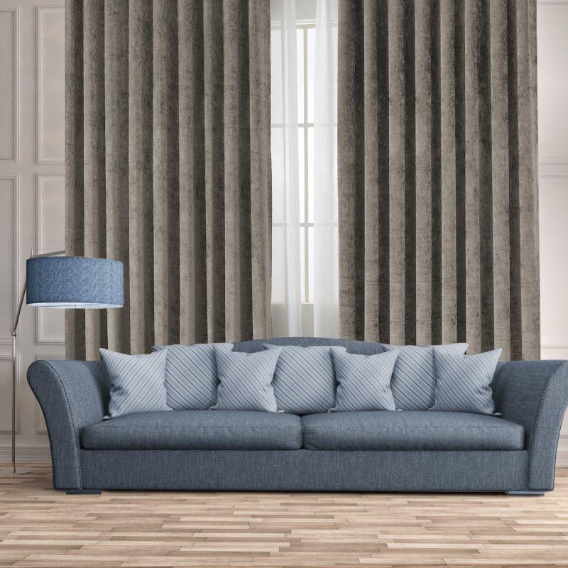 Gordijnen Taupe Chenille Kant en klaar 290x270cm