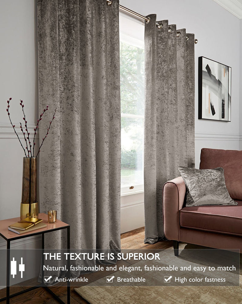 Gordijnen Taupe Chenille Kant en klaar 140x175cm