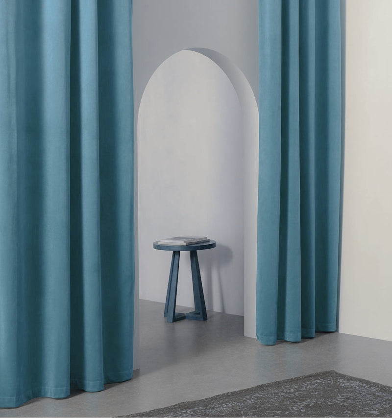 Gordijnen Turquoise Velvet Kant en klaar 290x245cm