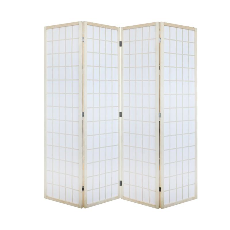 Kamerscherm 4 panelen beige 170x160cm kant en klaar