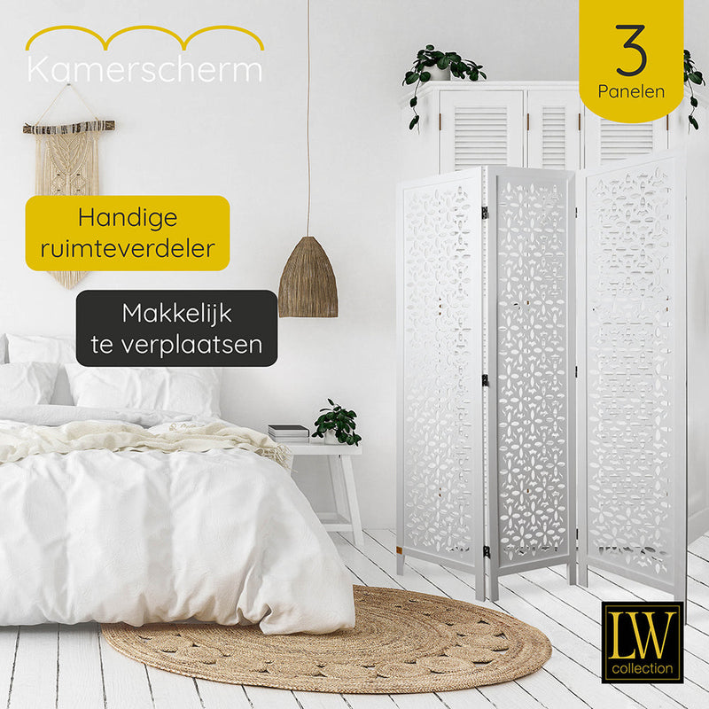 LW Collection Kamerscherm 3 panelen bruin 170X120CM - paravent - scheidingswand