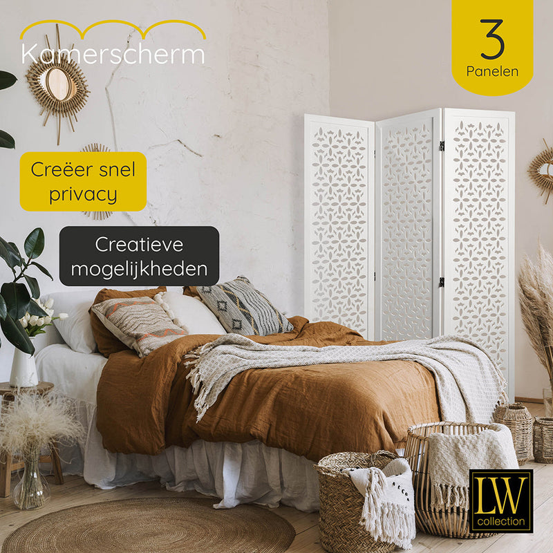 LW Collection Kamerscherm 3 panelen bruin 170X120CM - paravent - scheidingswand